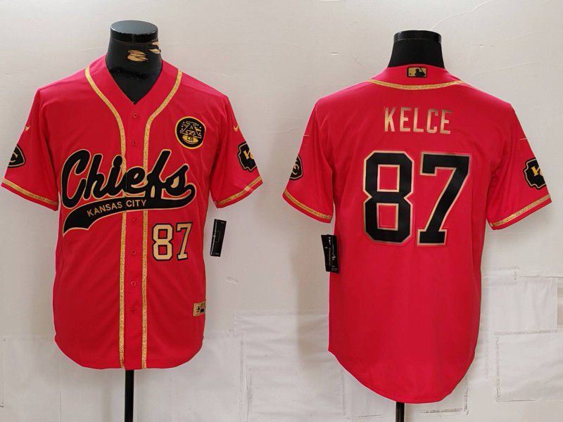 Men Kansas City Chiefs #87 Kelce Red Three generation joint name 2024 Nike Limited NFL Jersey style 2->baltimore orioles->MLB Jersey